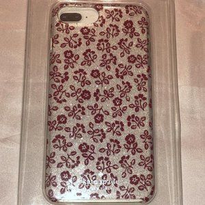 KATE SPADE RED FLORAL GLITTER CASE IPHONE 7/8/+